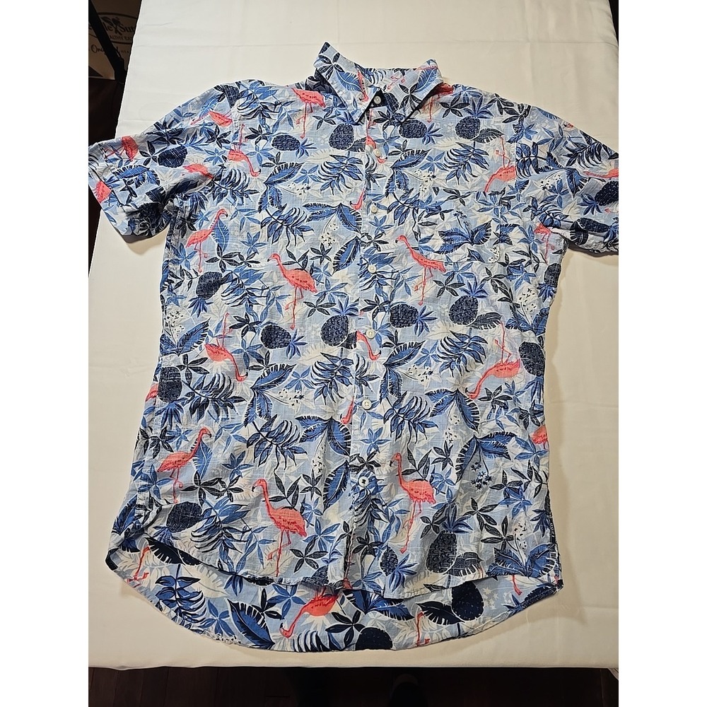 IZOD Saltwater Mens Medium Short Sleeve Tropica Prep Button Down Shirt